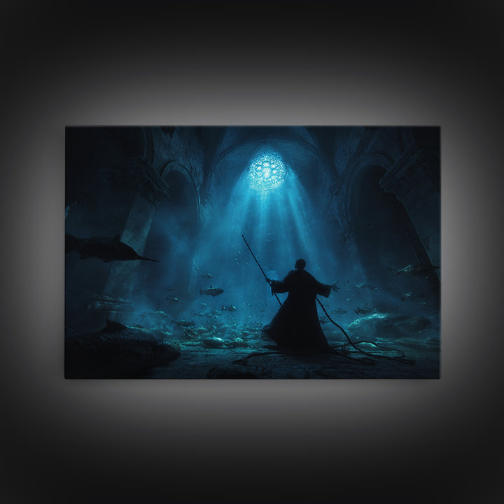The Bellringer Of The Sunken Cathedral, Landscape Wall Art, Lovecraftian Horror Art, Canvas Print, Halloween Wall Decor, Gothic Home Decor