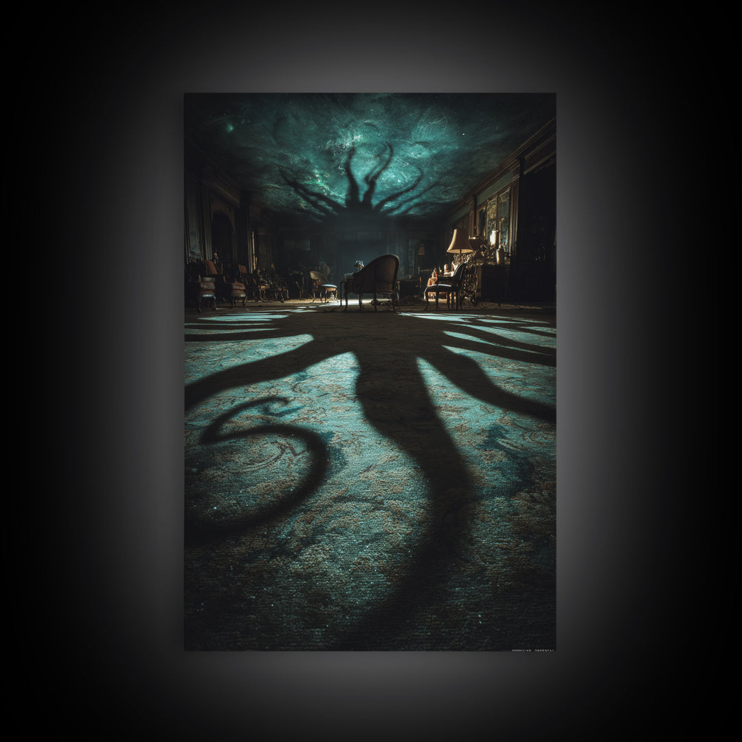 The Crawler Beneath The Floor Of Stars, Vertical Wall Art, Gothic Horror Wall Art, Canvas Print, Halloween Wall Decor, Gothic Home Decor