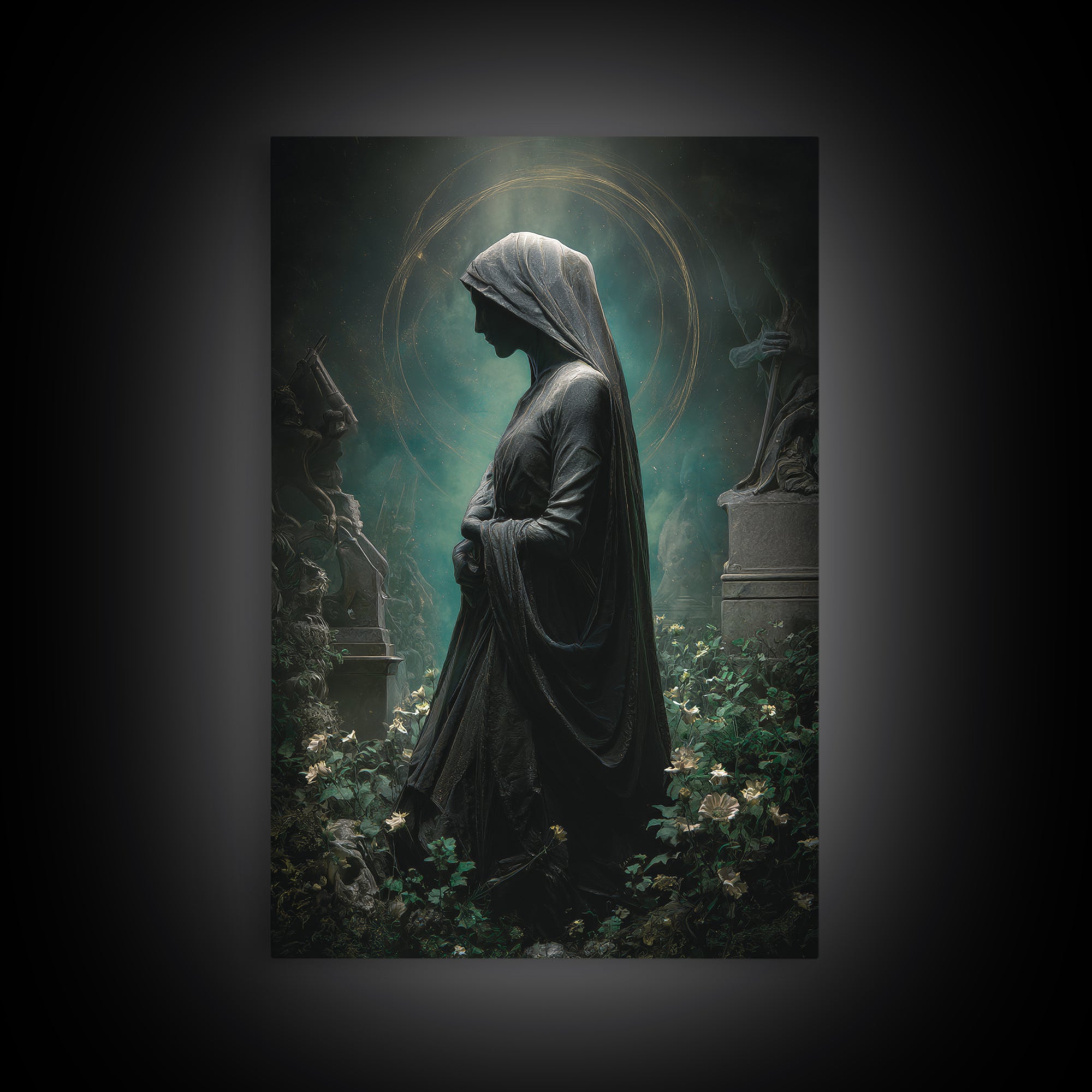 The Widow Of The Whispering Comet, Vertical Wall Art, Dark Halloween Decor, Canvas Print, Halloween Wall Decor, Gothic Home Decor