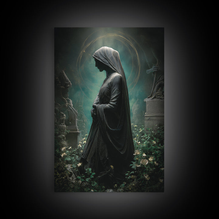The Widow Of The Whispering Comet, Vertical Wall Art, Dark Halloween Decor, Canvas Print, Halloween Wall Decor, Gothic Home Decor
