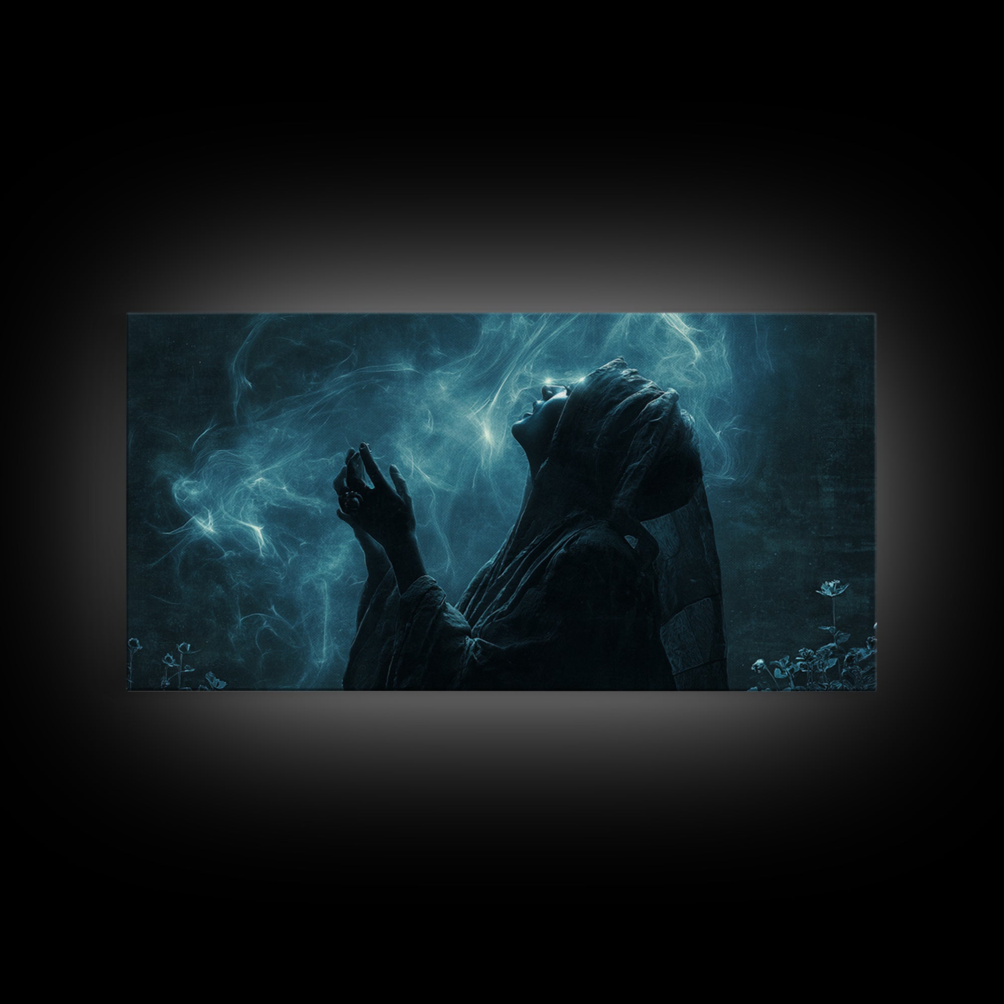 The Widow Of The Whispering Comet, Wide Panoramic Art, Spooky Home Decor, Canvas Print, Halloween Wall Decor, Gothic Home Decor