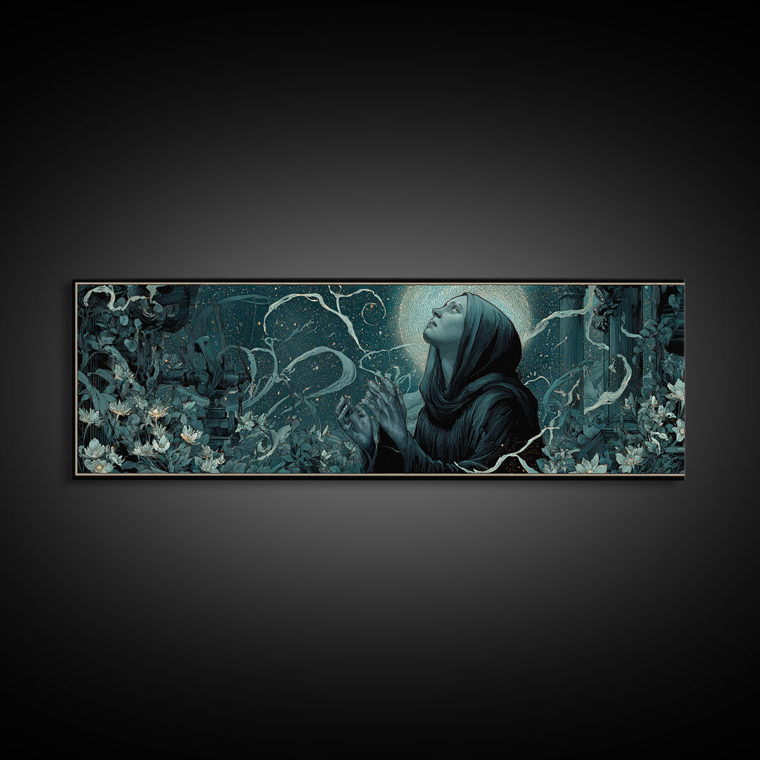 The Widow Of The Whispering Comet, Extra Wide Wall Art, Spooky Home Decor, Canvas Print, Halloween Wall Decor, Gothic Home Decor