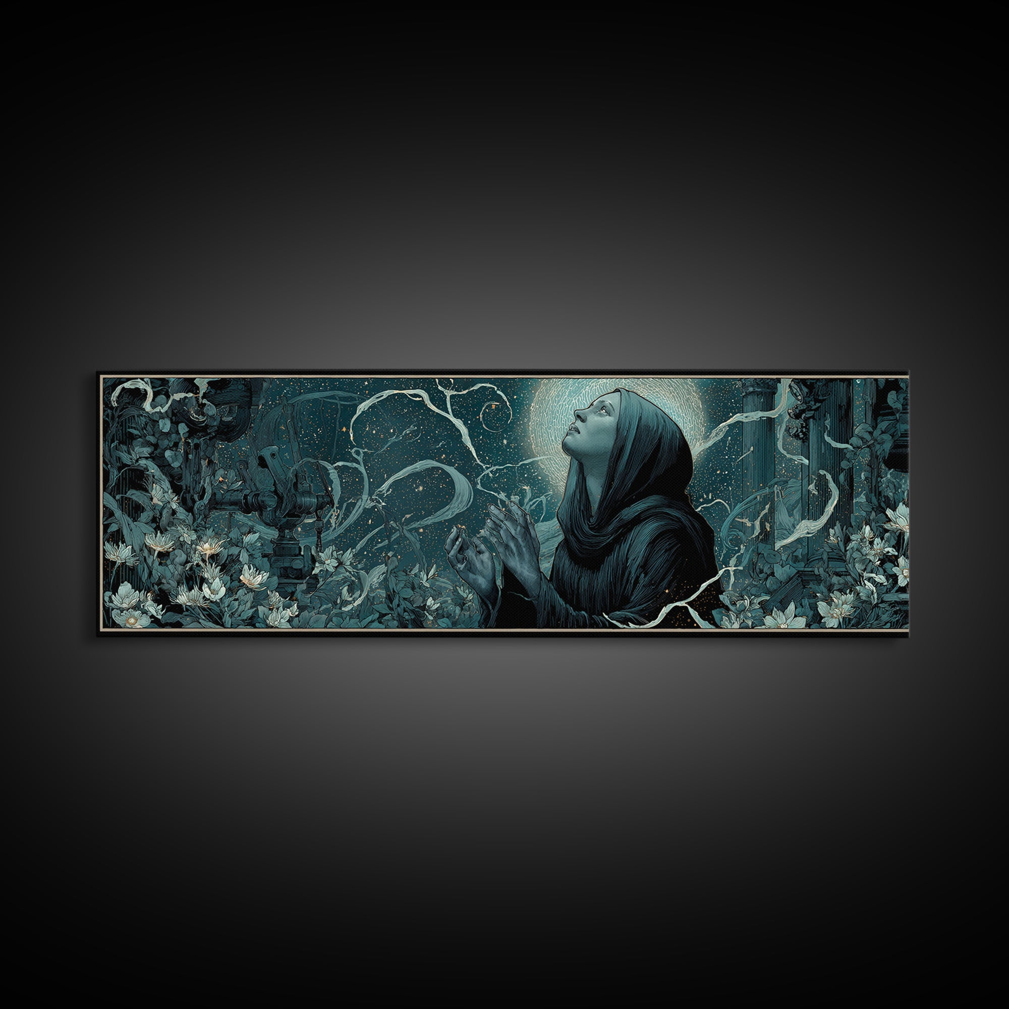 The Widow Of The Whispering Comet, Extra Wide Wall Art, Spooky Home Decor, Canvas Print, Halloween Wall Decor, Gothic Home Decor