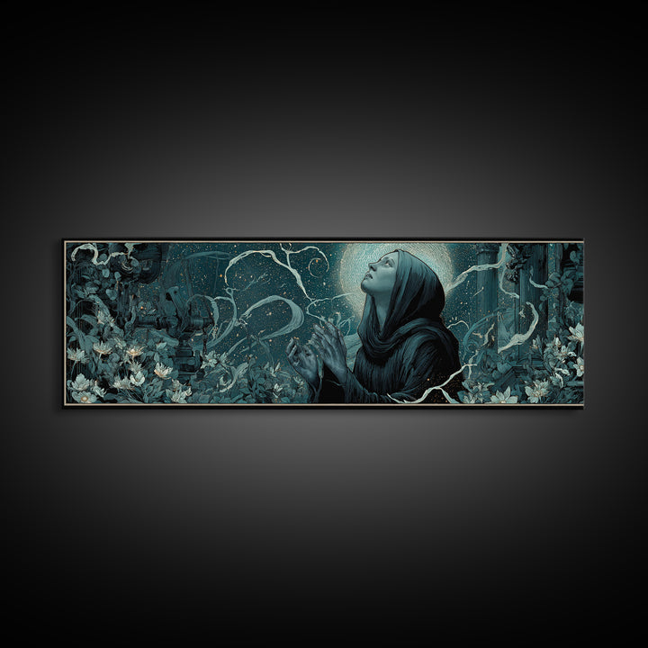 The Widow Of The Whispering Comet, Extra Wide Wall Art, Spooky Home Decor, Canvas Print, Halloween Wall Decor, Gothic Home Decor