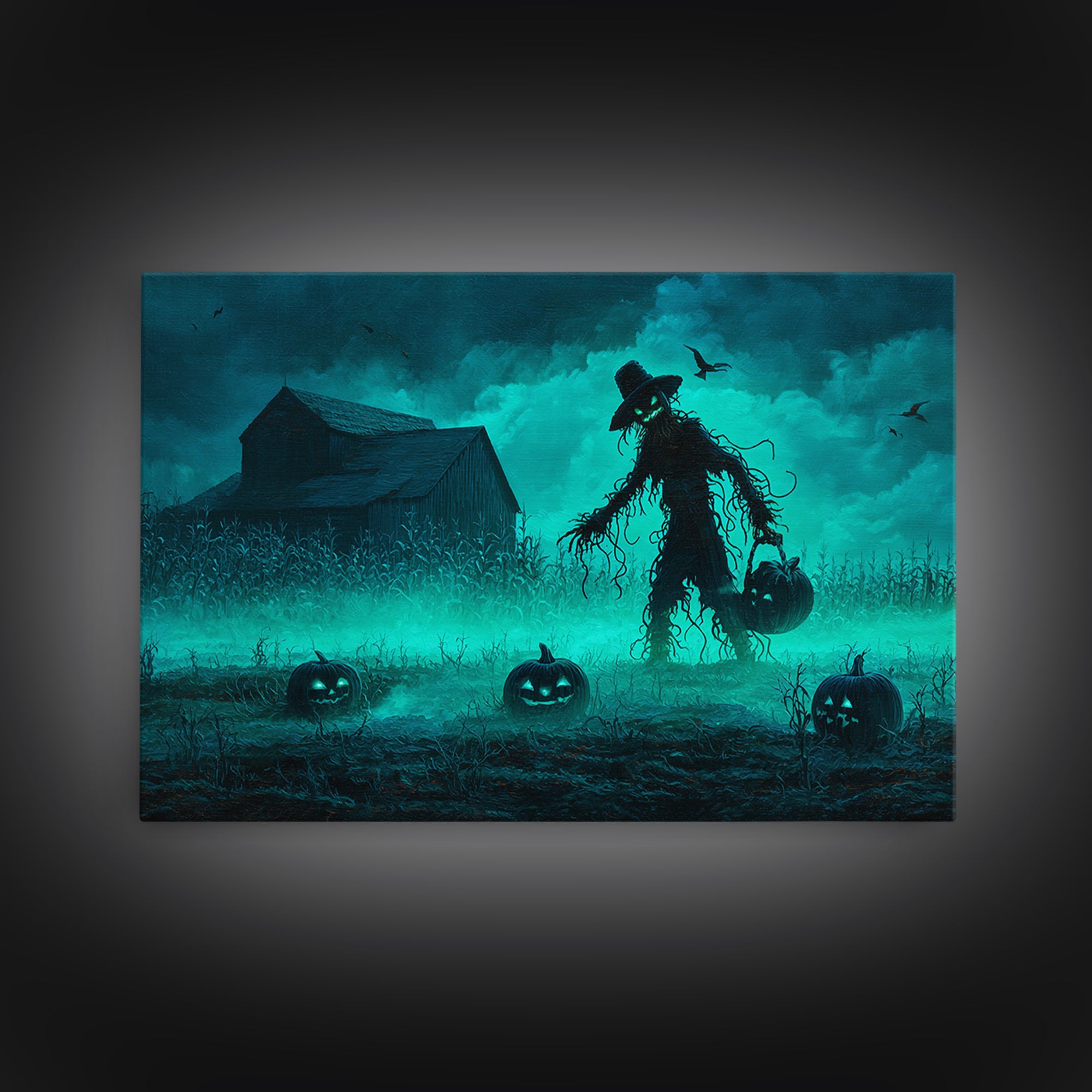 The Harvest Of The Eldritch Field, Landscape Wall Art, Dark Halloween Decor, Framed Canvas Print, Halloween Wall Decor, Gothic Home Decor