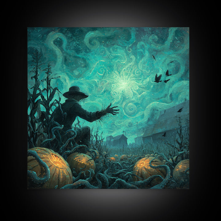 The Harvest Of The Eldritch Field, Square Wall Art, Macabre Wall Art, Framed Canvas Print, Halloween Wall Decor, Gothic Home Decor