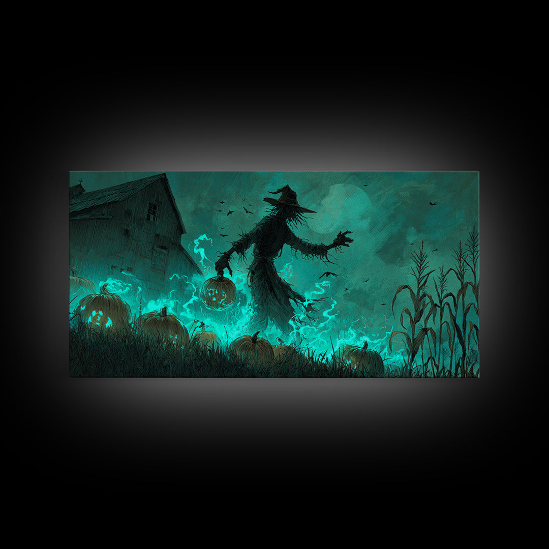 The Harvest Of The Eldritch Field, Wide Panoramic Art, Eldritch Gothic Decor, Framed Canvas Print, Halloween Wall Decor, Gothic Home Decor