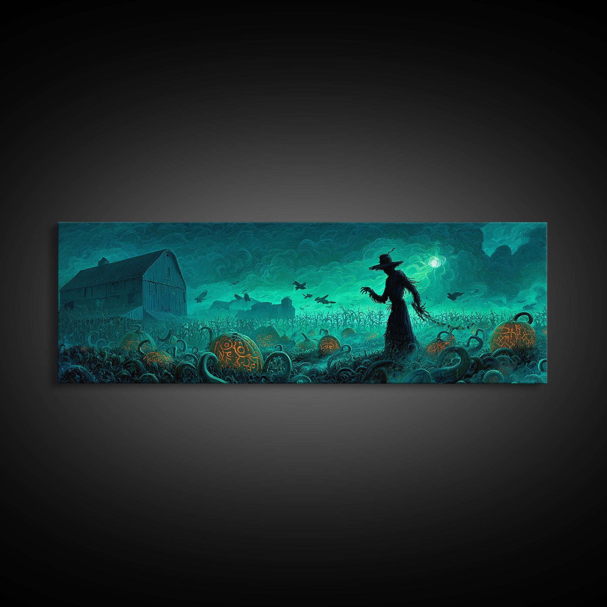 The Harvest Of The Eldritch Field, Extra Wide Wall Art, Macabre Wall Art, Canvas Print, Halloween Wall Decor, Gothic Home Decor