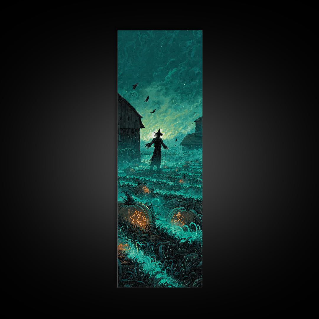 The Harvest Of The Eldritch Field, Tall Narrow Wall Art, Cosmic Horror Wall Art, Framed Canvas Print, Halloween Wall Decor