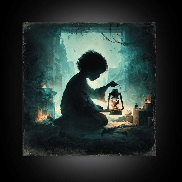The Child Who Caught A Moon-Spawn, Square Wall Art, Eldritch Gothic Decor, Canvas Print, Halloween Wall Decor, Gothic Home Decor