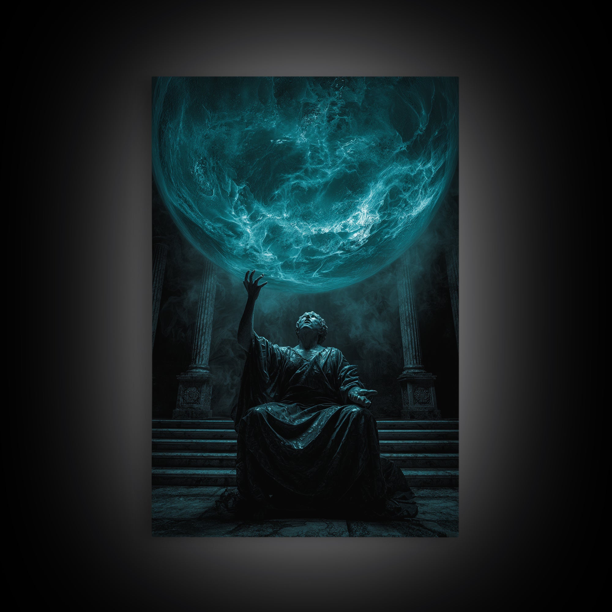 The Oracle Of The Glass Depths, Vertical Wall Art, Dark Fantasy Wall Art, Framed Canvas Print, Halloween Wall Decor, Gothic Home Decor