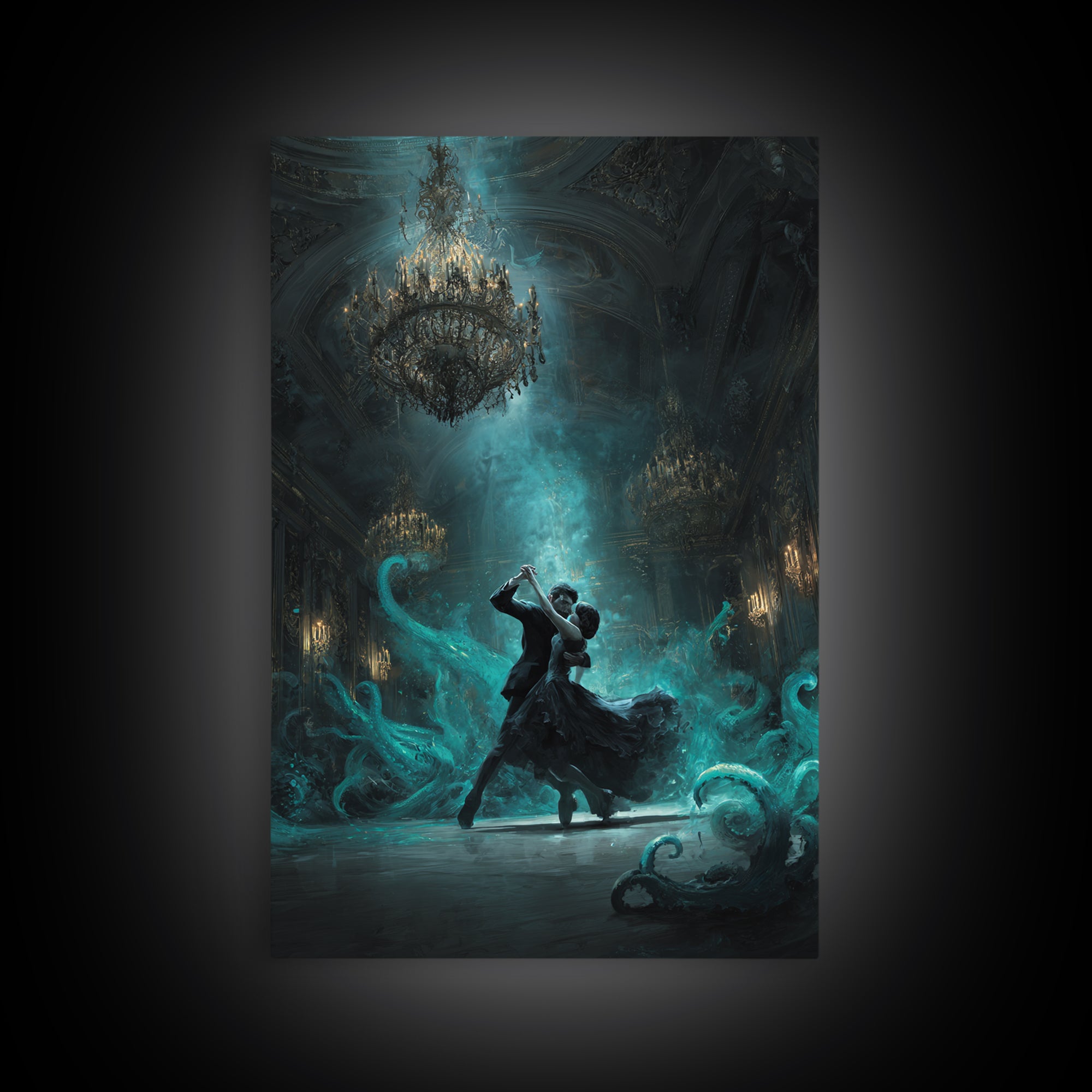 The Ballroom Of Silent Shoggoths, Vertical Wall Art, Cosmic Horror Wall Art, Canvas Print, Halloween Wall Decor, Gothic Home Decor