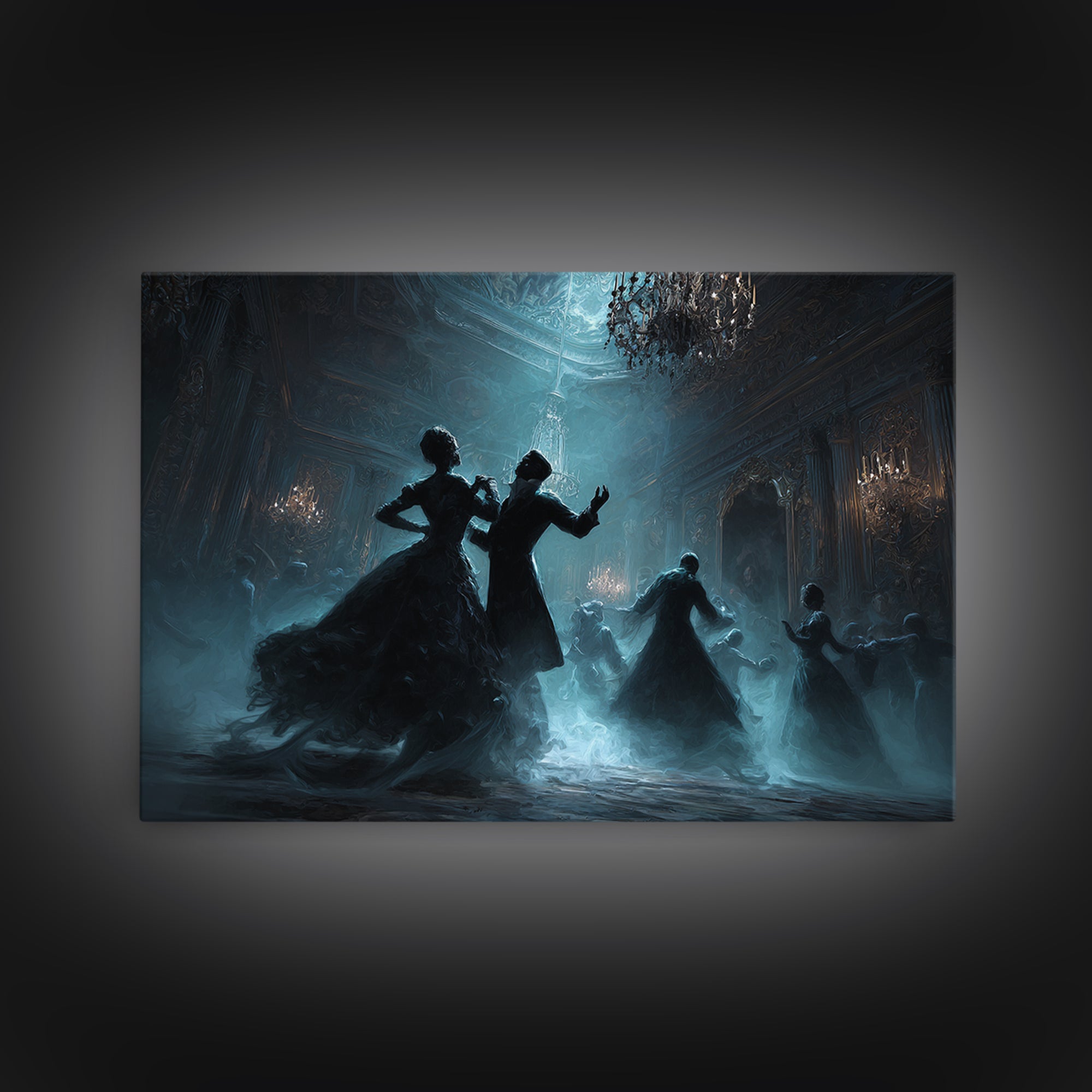 The Ballroom Of Silent Shoggoths, Landscape Wall Art, Haunted Gothic Art, Framed Canvas Print, Halloween Wall Decor, Gothic Home Decor