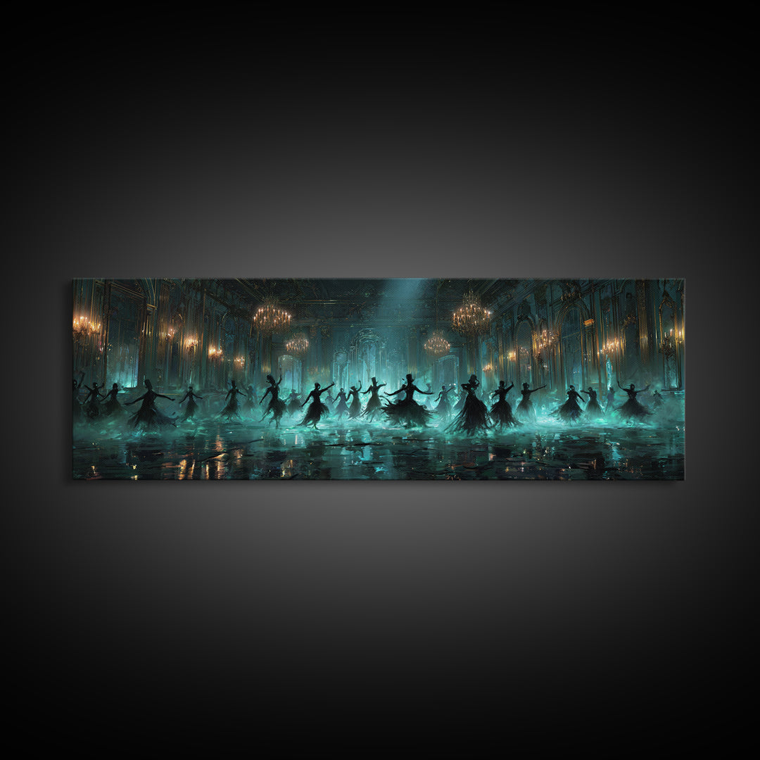 The Ballroom Of Silent Shoggoths, Extra Wide Wall Art, Cosmic Horror Wall Art, Framed Canvas Print, Halloween Wall Decor, Gothic Home Decor