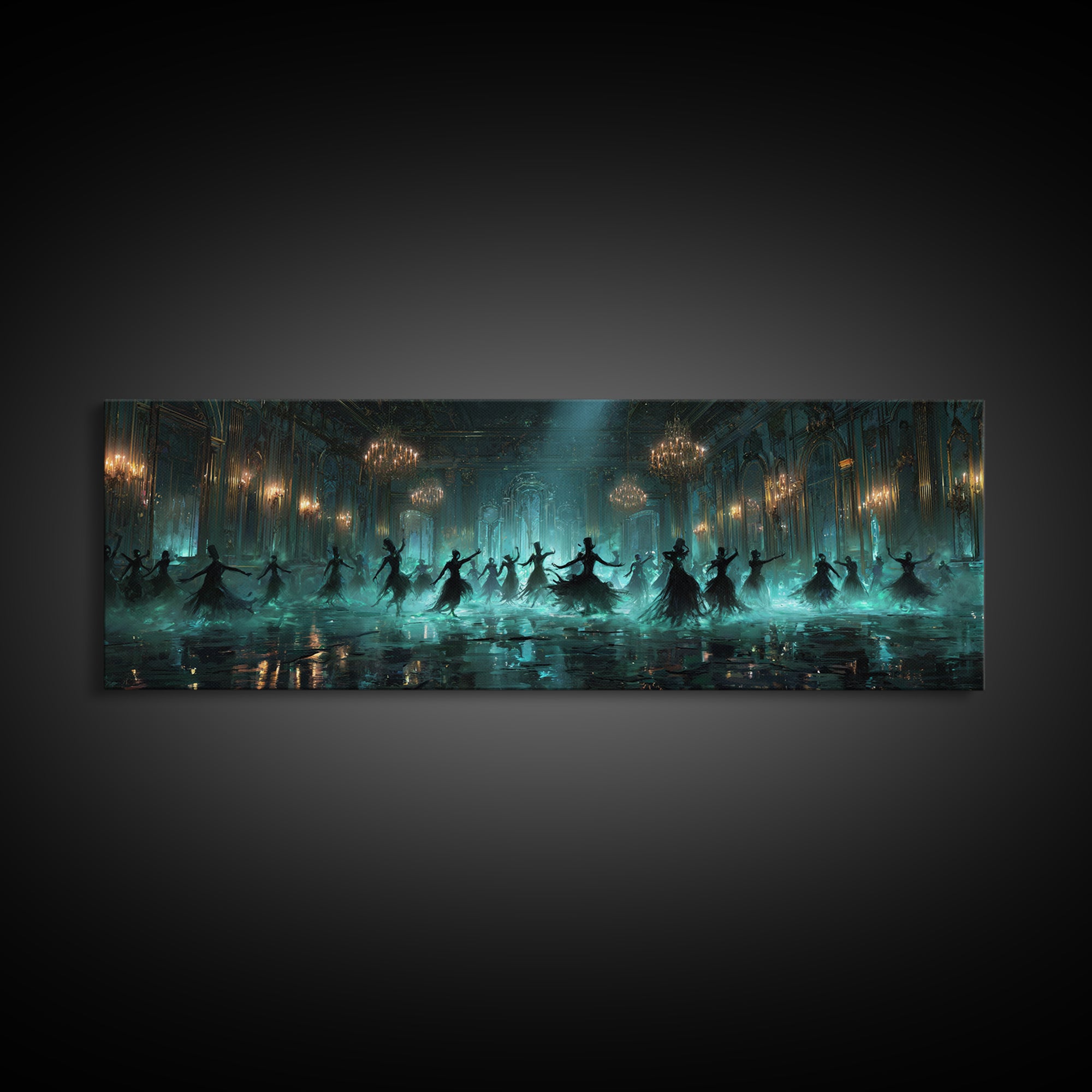 The Ballroom Of Silent Shoggoths, Extra Wide Wall Art, Cosmic Horror Wall Art, Framed Canvas Print, Halloween Wall Decor, Gothic Home Decor
