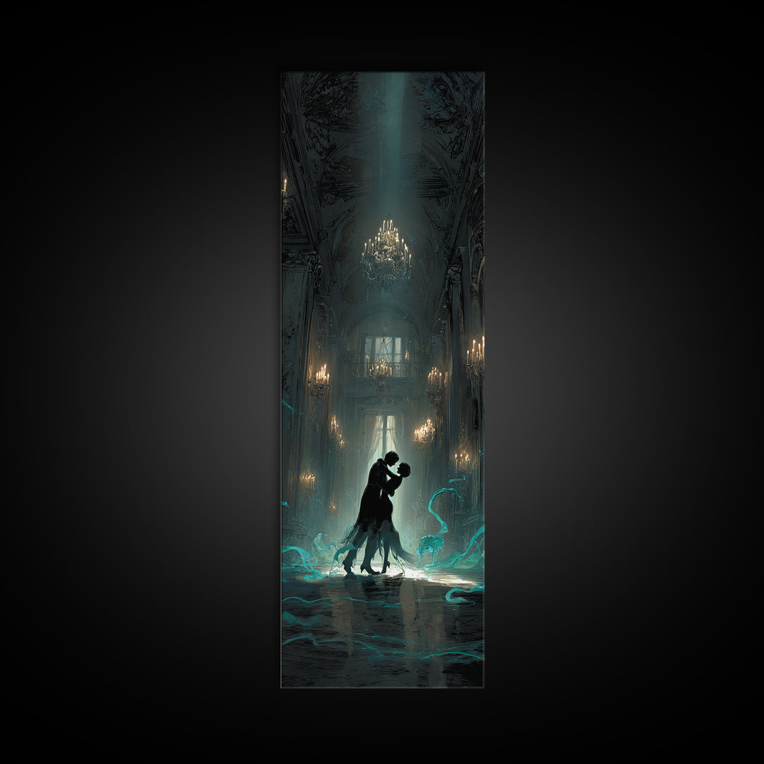 The Ballroom Of Silent Shoggoths, Tall Narrow Wall Art, Gothic Horror Wall Art, Canvas Print, Halloween Wall Decor, Gothic Home Decor