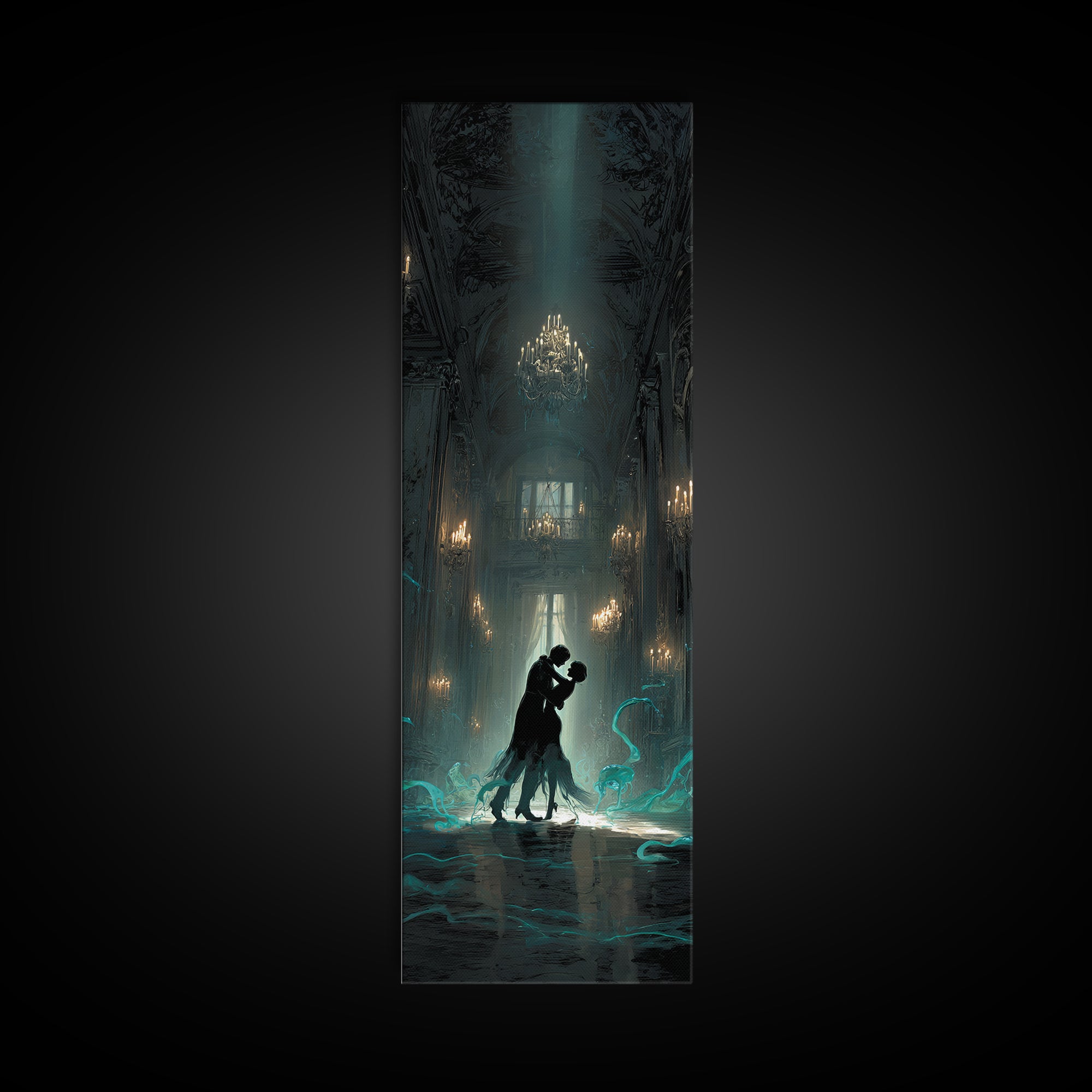 The Ballroom Of Silent Shoggoths, Tall Narrow Wall Art, Gothic Horror Wall Art, Canvas Print, Halloween Wall Decor, Gothic Home Decor
