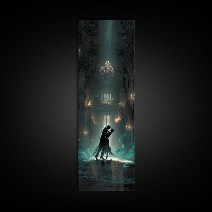 The Ballroom Of Silent Shoggoths, Tall Narrow Wall Art, Gothic Horror Wall Art, Canvas Print, Halloween Wall Decor, Gothic Home Decor