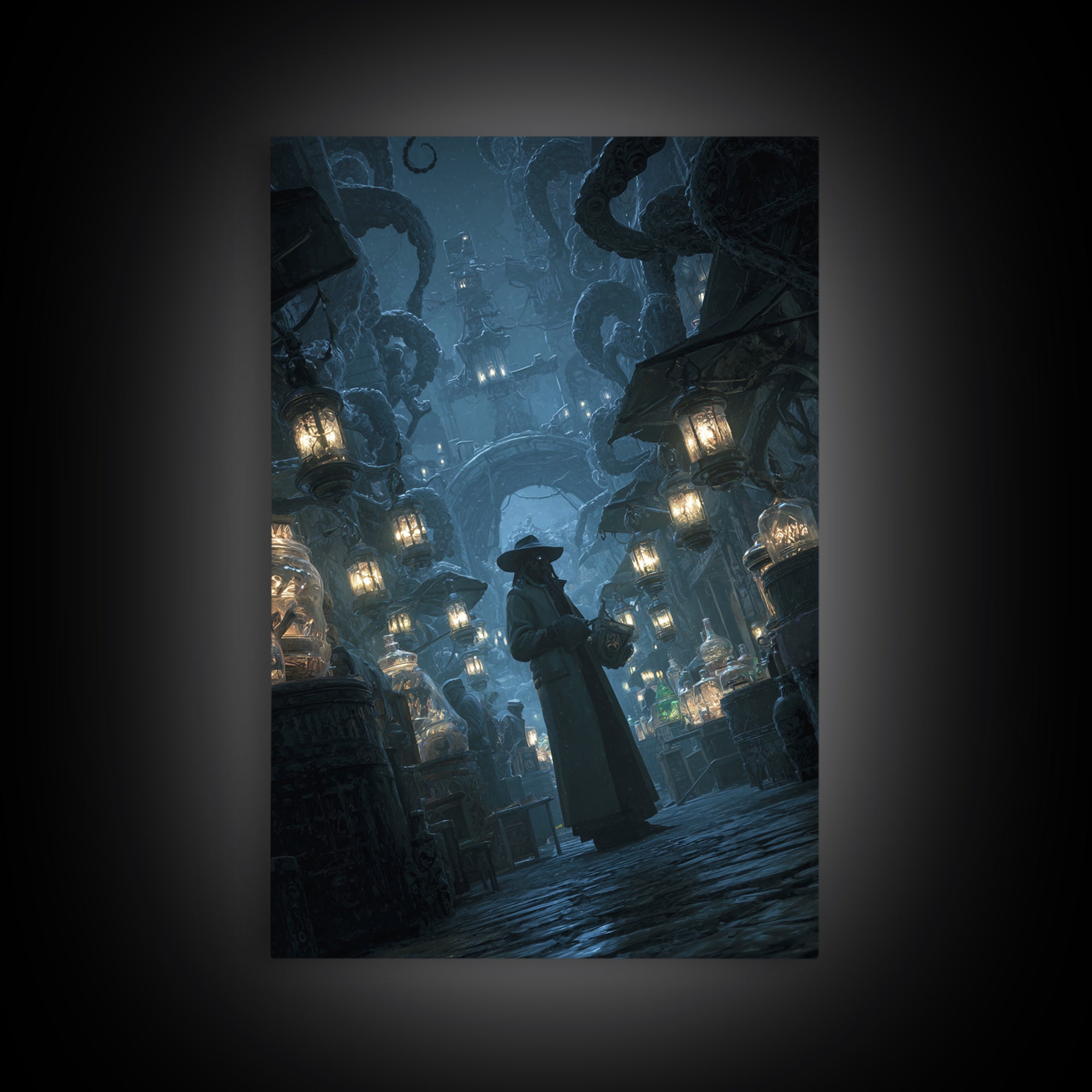 The Lantern Market Beyond The Veil, Vertical Wall Art, Spooky Home Decor, Canvas Print, Halloween Wall Decor, Gothic Home Decor