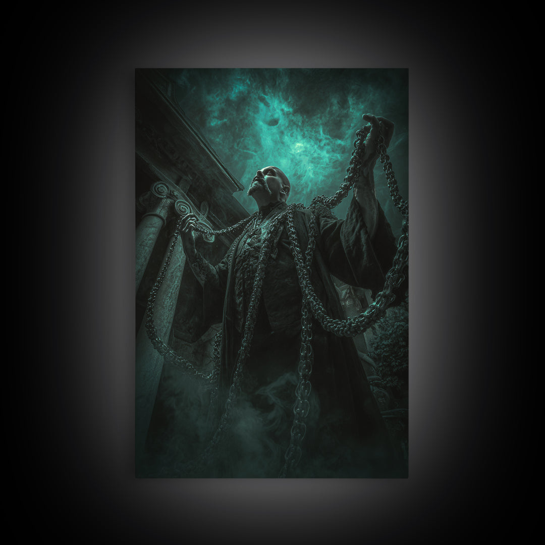 The Moonlit Shoggoth Menagerie, Vertical Wall Art, Macabre Wall Art, Framed Canvas Print, Halloween Wall Decor, Gothic Home Decor