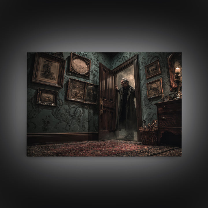 The Thirteenth Door Of Arkham House, Landscape Wall Art, Haunted Gothic Art, Canvas Print, Halloween Wall Decor, Gothic Home Decor