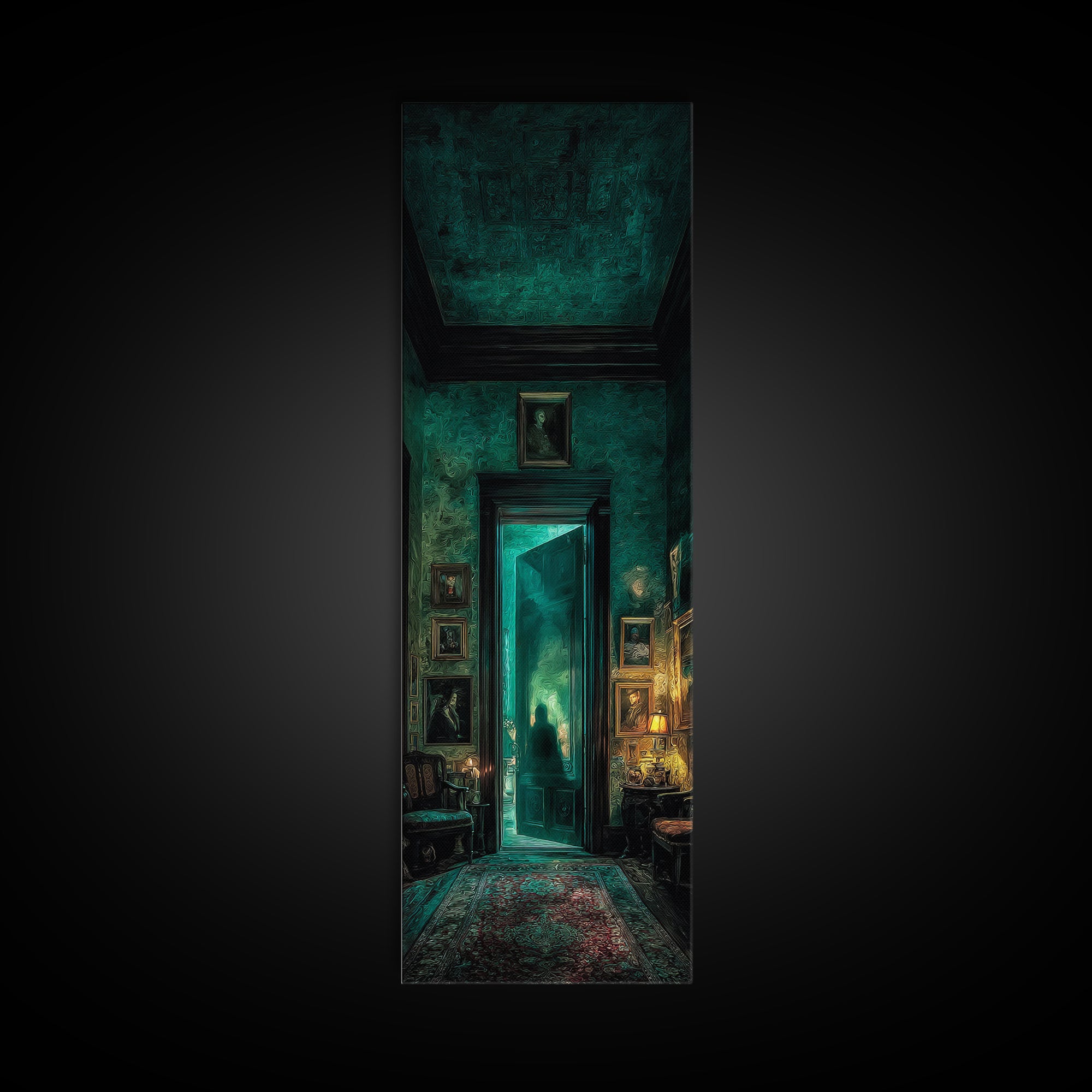 The Thirteenth Door Of Arkham House, Tall Narrow Wall Art, Spooky Home Decor, Canvas Print, Halloween Wall Decor, Gothic Home Decor