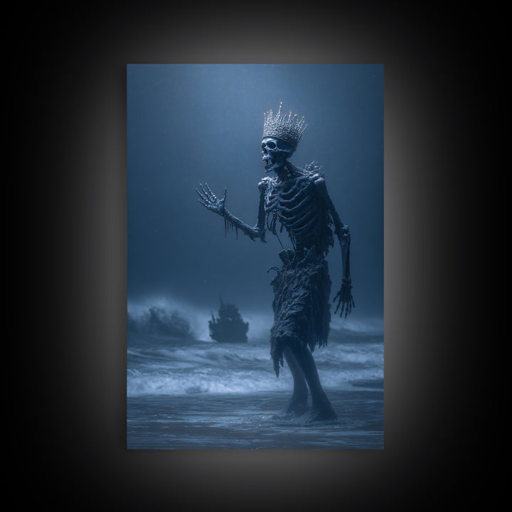 The Salt King Of The Black Shore, Vertical Wall Art, Macabre Wall Art, Framed Canvas Print, Halloween Wall Decor, Gothic Home Decor
