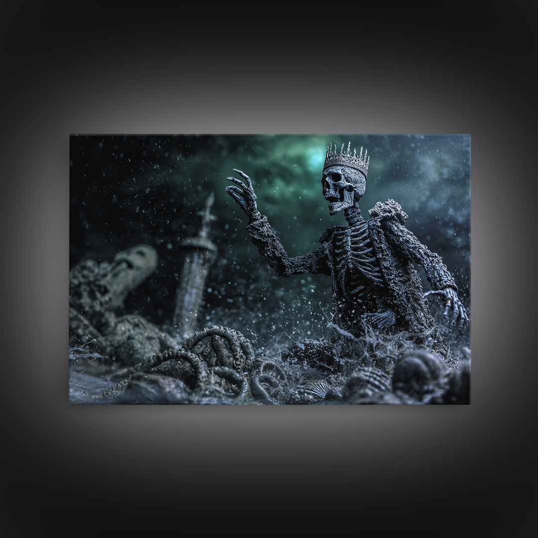 The Salt King Of The Black Shore, Landscape Wall Art, Lovecraftian Horror Art, Canvas Print, Halloween Wall Decor, Gothic Home Decor