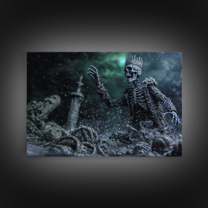The Salt King Of The Black Shore, Landscape Wall Art, Lovecraftian Horror Art, Canvas Print, Halloween Wall Decor, Gothic Home Decor