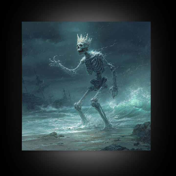 The Salt King Of The Black Shore, Square Wall Art, Dark Halloween Decor, Framed Canvas Print, Halloween Wall Decor, Gothic Home Decor