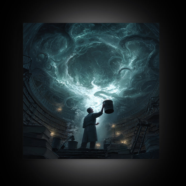 The Dreamwell Beneath Miskatonic, Square Wall Art, Eldritch Gothic Decor, Canvas Print, Halloween Wall Decor, Gothic Home Decor