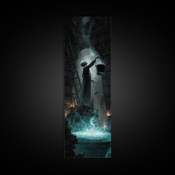 The Dreamwell Beneath Miskatonic, Tall Narrow Wall Art, Cosmic Horror Wall Art, Framed Canvas Print, Halloween Wall Decor, Gothic Home Decor