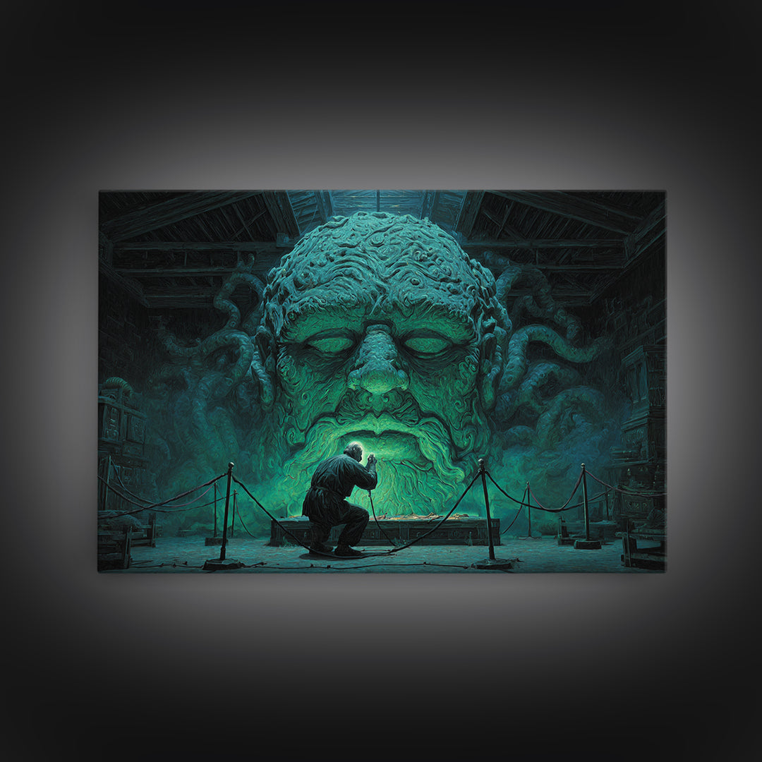 The Custodian Of The Whispering Idol, Landscape Wall Art, Dark Halloween Decor, Canvas Print, Halloween Wall Decor, Gothic Home Decor