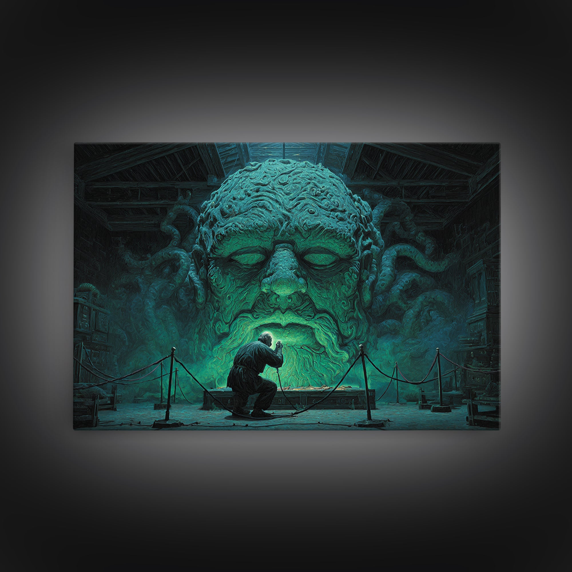 The Custodian Of The Whispering Idol, Landscape Wall Art, Dark Halloween Decor, Canvas Print, Halloween Wall Decor, Gothic Home Decor