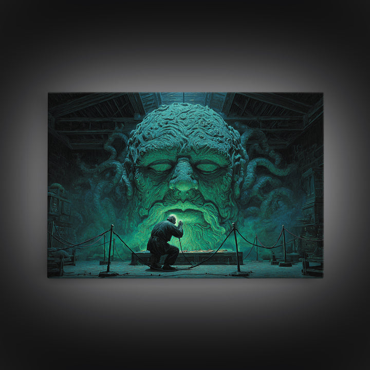 The Custodian Of The Whispering Idol, Landscape Wall Art, Dark Halloween Decor, Canvas Print, Halloween Wall Decor, Gothic Home Decor
