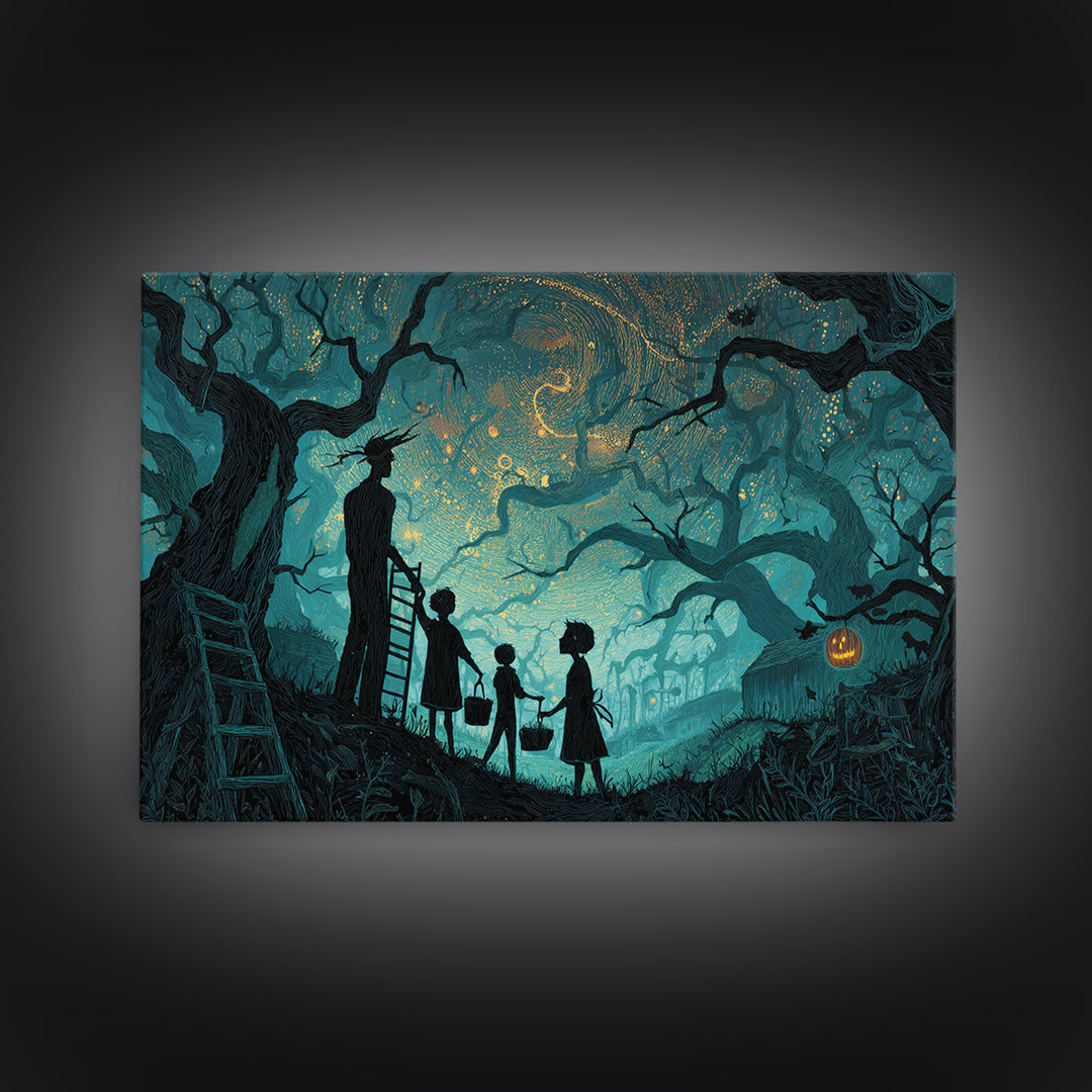The Children Of The Star Orchard, Landscape Wall Art, Dark Fantasy Wall Art, Framed Canvas Print, Halloween Wall Decor, Gothic Home Decor