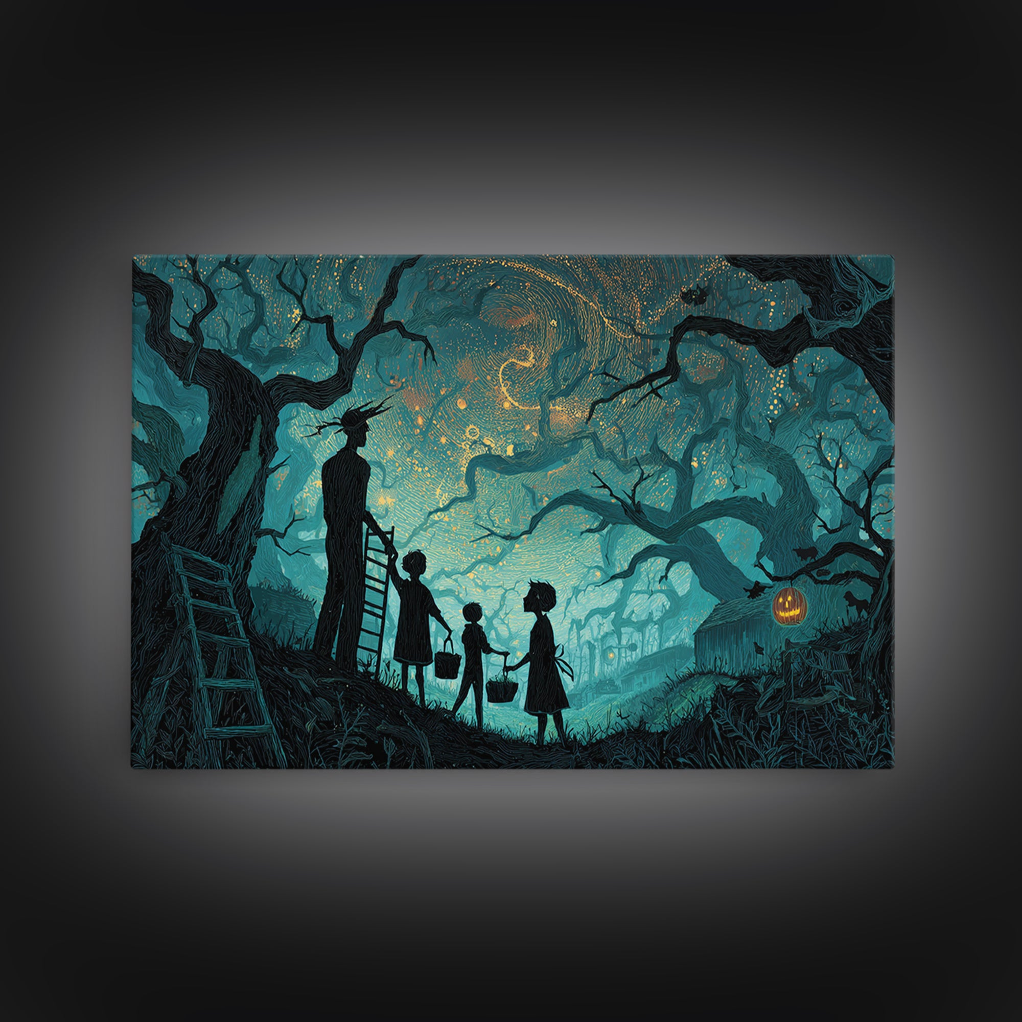 The Children Of The Star Orchard, Landscape Wall Art, Dark Fantasy Wall Art, Framed Canvas Print, Halloween Wall Decor, Gothic Home Decor