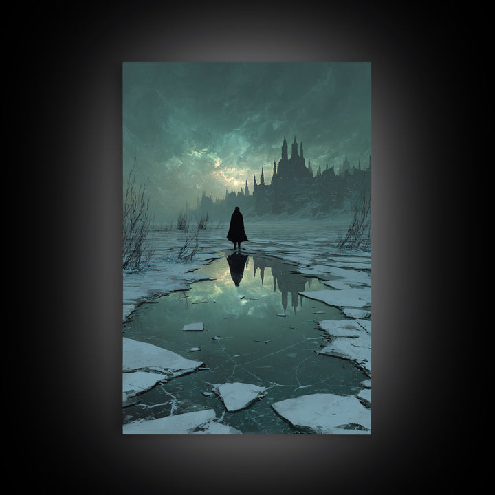 The Frost Beyond Carcosa, Vertical Wall Art, Eldritch Gothic Decor, Framed Canvas Print, Halloween Wall Decor, Gothic Home Decor
