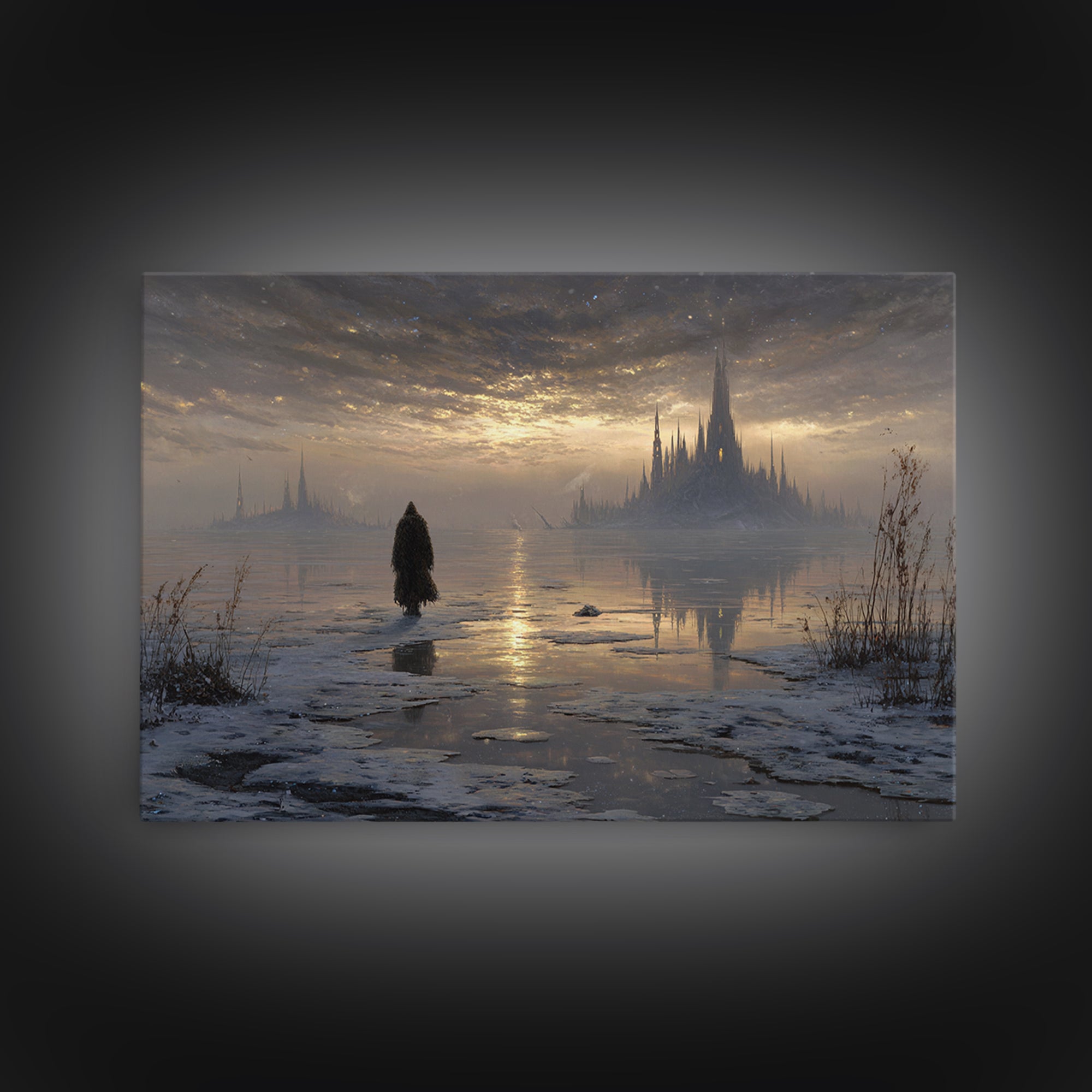 The Frost Beyond Carcosa, Landscape Wall Art, Dark Halloween Decor, Canvas Print, Halloween Wall Decor, Gothic Home Decor, Dark Fantasy Art