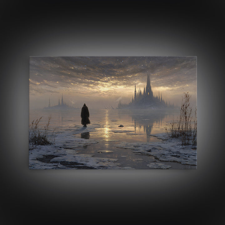 The Frost Beyond Carcosa, Landscape Wall Art, Dark Halloween Decor, Canvas Print, Halloween Wall Decor, Gothic Home Decor, Dark Fantasy Art