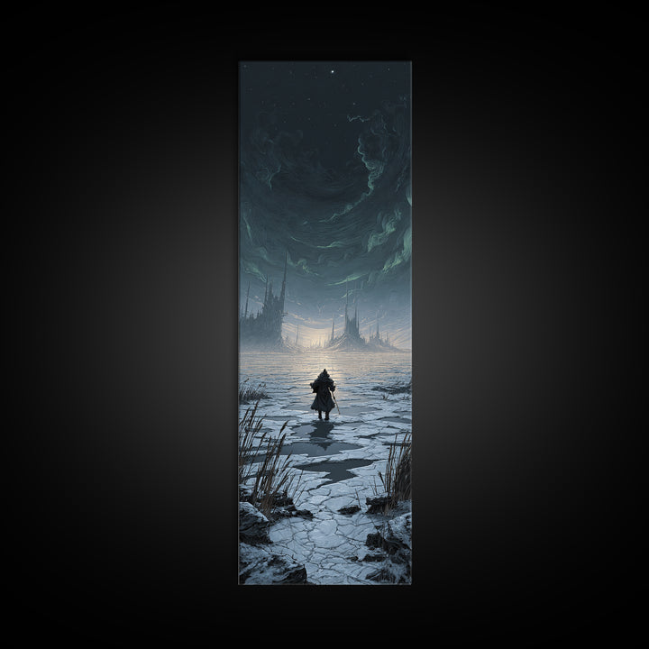 The Frost Beyond Carcosa, Tall Narrow Wall Art, Gothic Horror Wall Art, Framed Canvas Print, Halloween Wall Decor, Gothic Home Decor