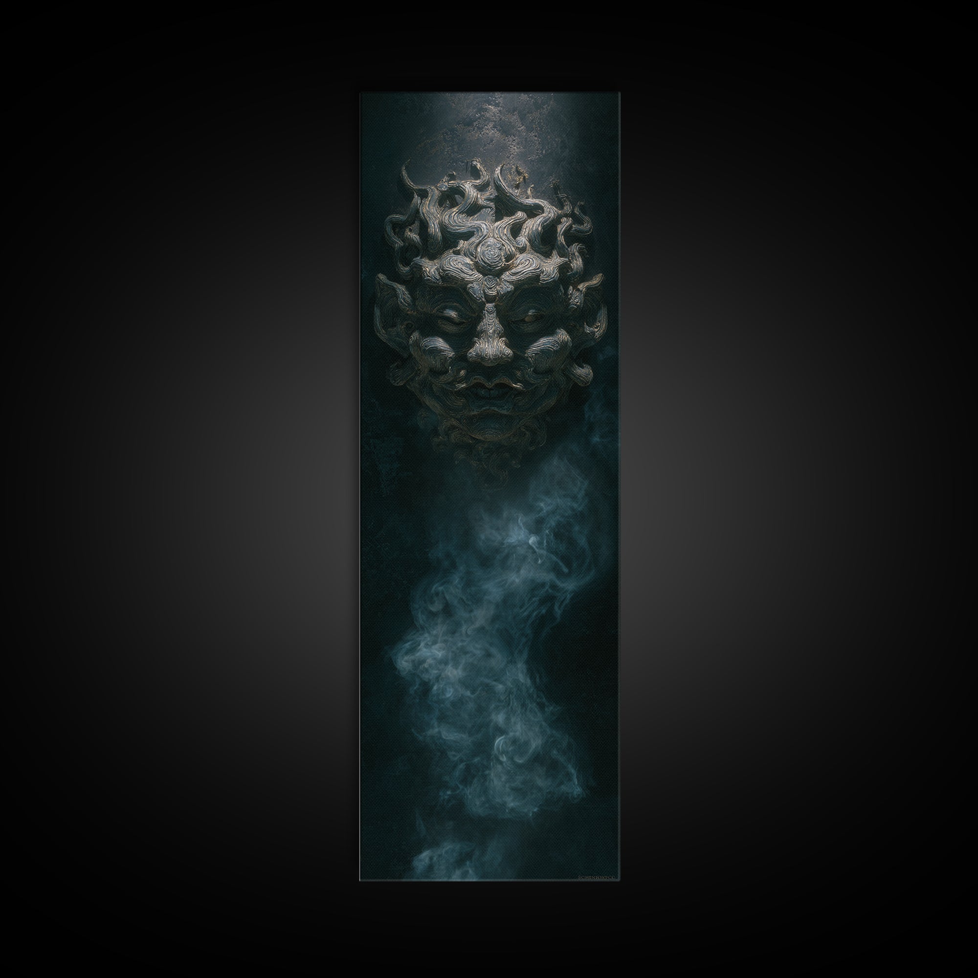 The Mask Of The Crawling God, Tall Narrow Wall Art, Macabre Wall Art, Canvas Print, Halloween Wall Decor, Gothic Home Decor, Halloween Decor