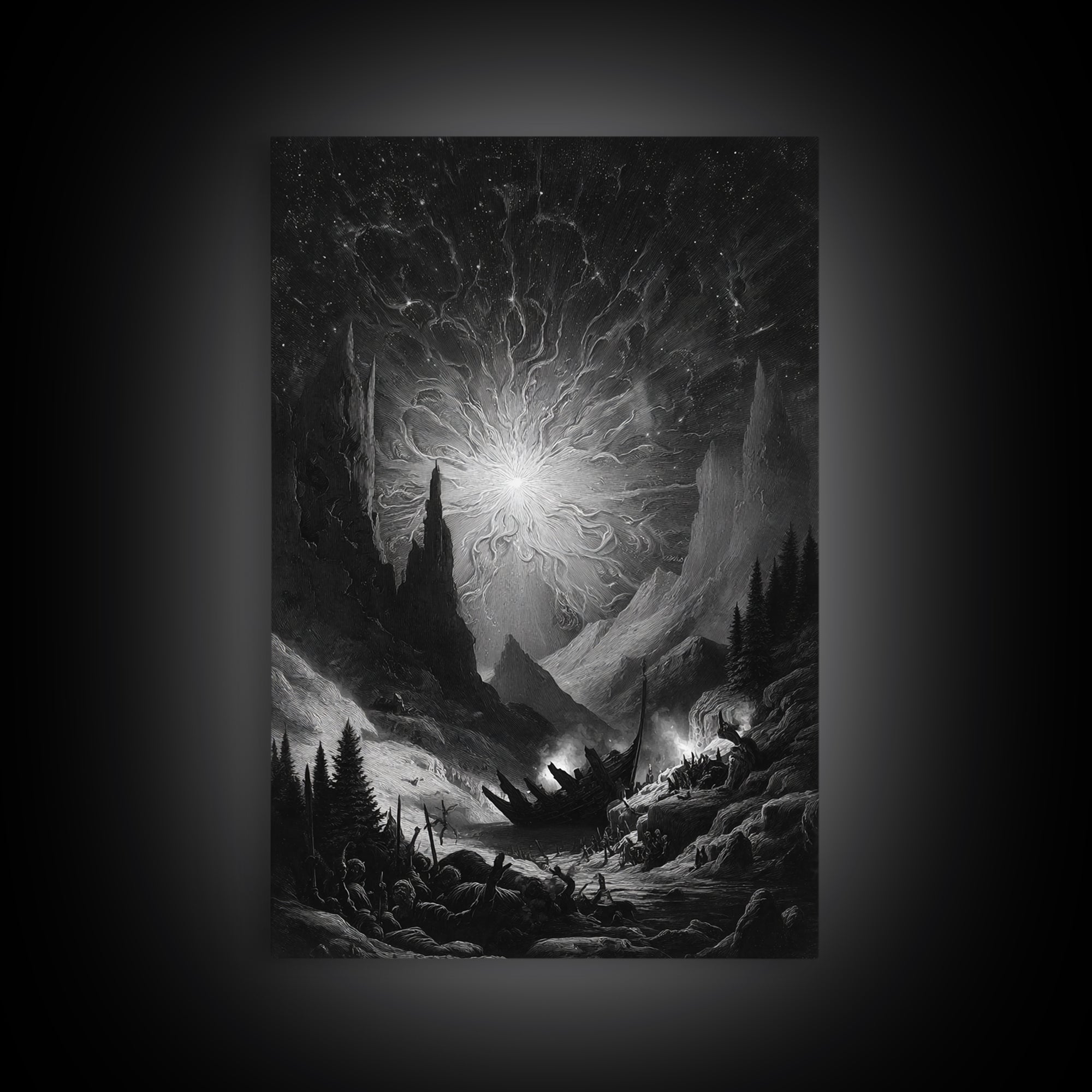 The Candelit Ark Of Forgotten Stars, Vertical Wall Art, Dark Fantasy Wall Art, Canvas Print, Halloween Wall Decor, Gothic Home Decor