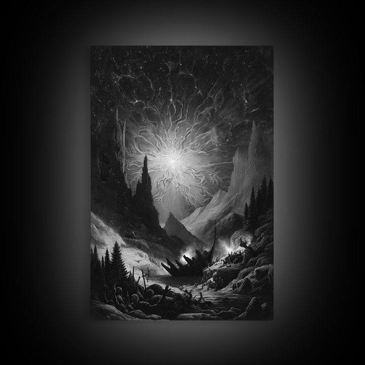 The Candelit Ark Of Forgotten Stars, Vertical Wall Art, Dark Fantasy Wall Art, Canvas Print, Halloween Wall Decor, Gothic Home Decor