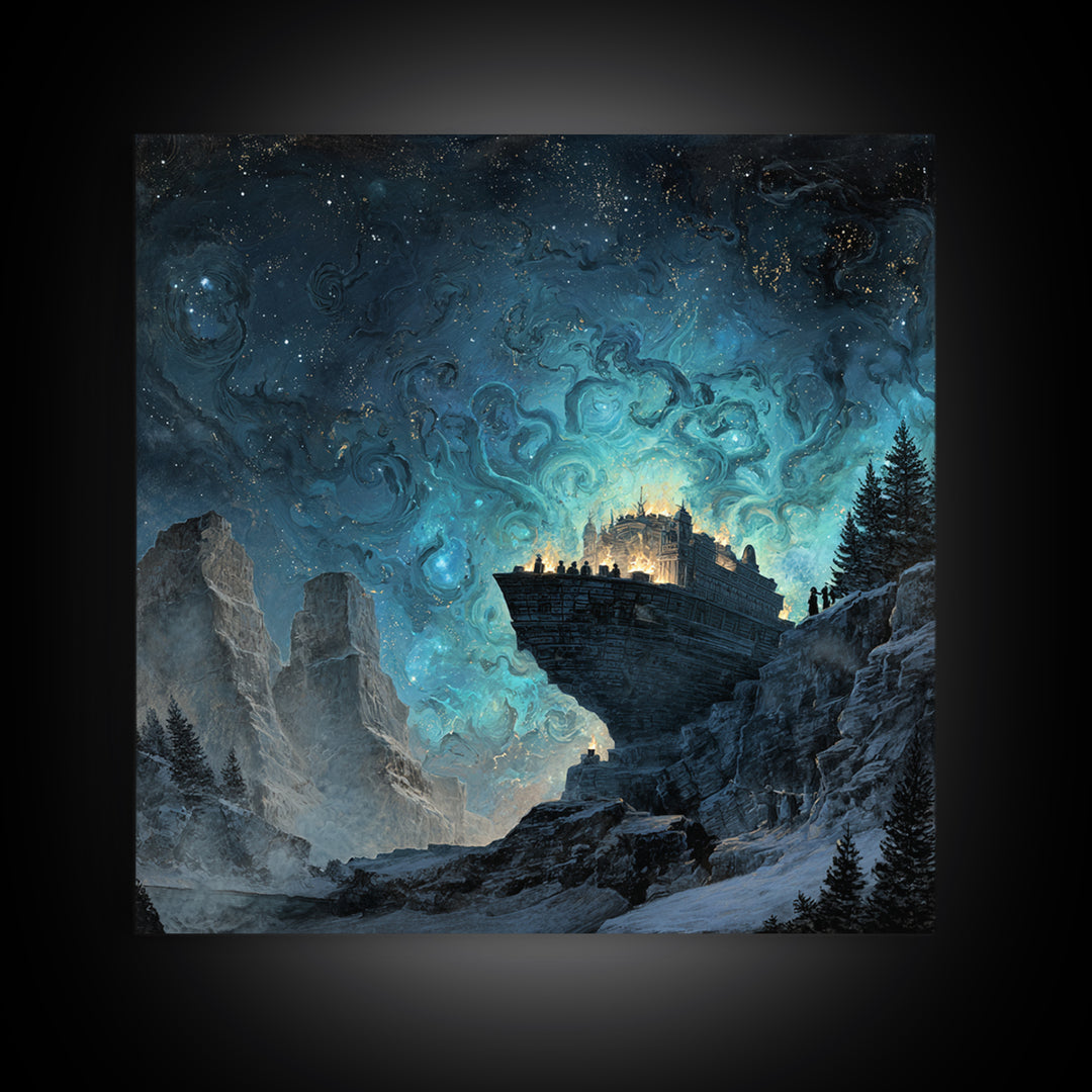 The Candelit Ark Of Forgotten Stars, Square Wall Art, Dark Halloween Decor, Canvas Print, Halloween Wall Decor, Gothic Home Decor