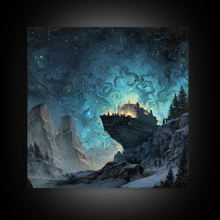 The Candelit Ark Of Forgotten Stars, Square Wall Art, Dark Halloween Decor, Canvas Print, Halloween Wall Decor, Gothic Home Decor