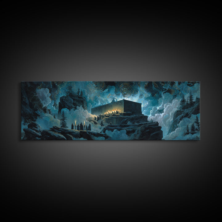 The Candelit Ark Of Forgotten Stars, Extra Wide Wall Art, Dark Fantasy Wall Art, Canvas Print, Halloween Wall Decor, Gothic Home Decor