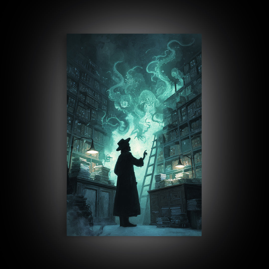 The Archivist Of Dreaming Bones, Vertical Wall Art, Dark Fantasy Wall Art, Canvas Print, Halloween Wall Decor, Gothic Home Decor