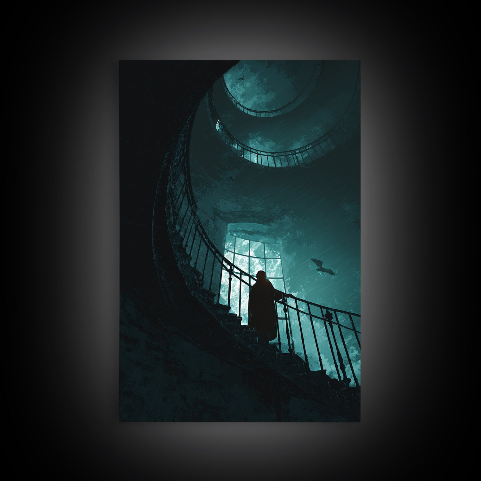 The Last Lighthouse Of Y’Ha-Nthlei, Vertical Wall Art, Macabre Wall Art, Framed Canvas Print, Halloween Wall Decor, Gothic Home Decor