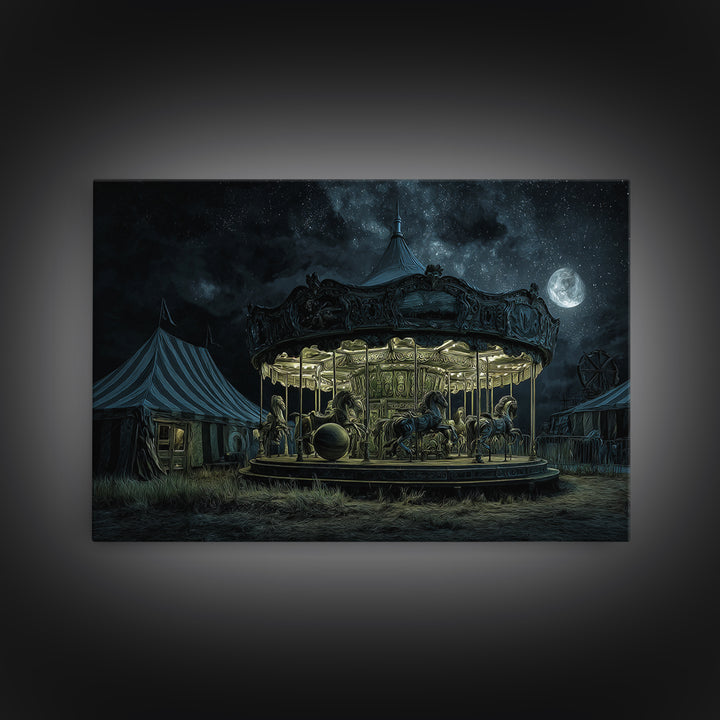 The Carousel Of Sleeping Planets, Landscape Wall Art, Dark Fantasy Wall Art, Canvas Print, Halloween Wall Decor, Gothic Home Decor